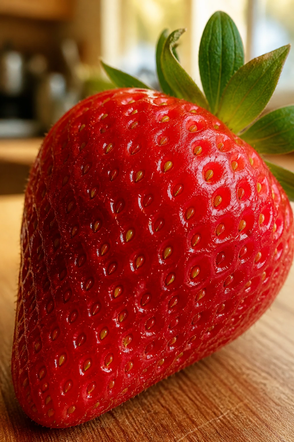 Macro close-up of a strawberry illustrating vein-benefiting properties.