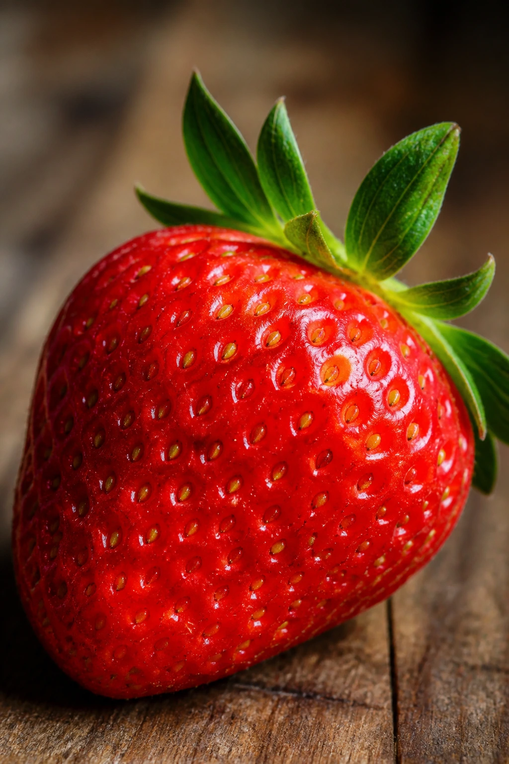 Is a Strawberry a Fruit or a Vegetable? | The Complete Explanation 1 Close-up of a single ripe strawberry filling the frame on a wooden surface