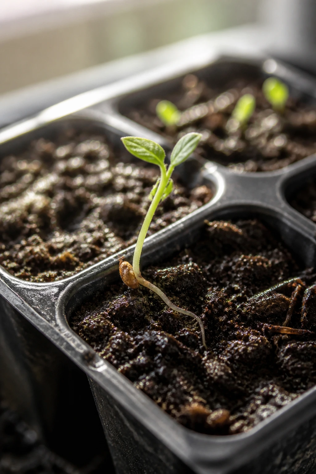Complete Lifecycle of Strawberry Plants from Start to Finish 6 Tiny strawberry seedling emerging from soil