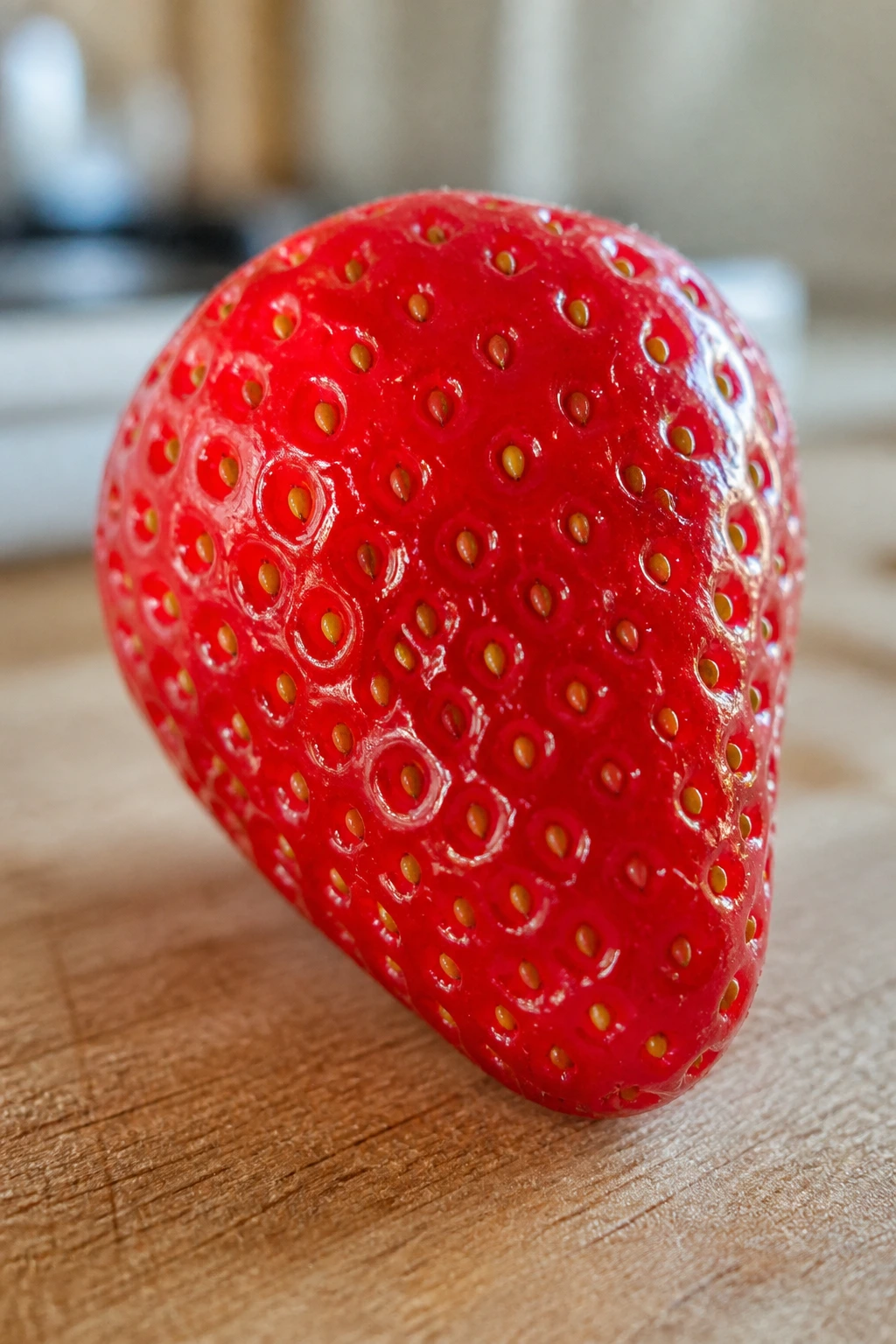 Macro strawberry showing texture and seeds