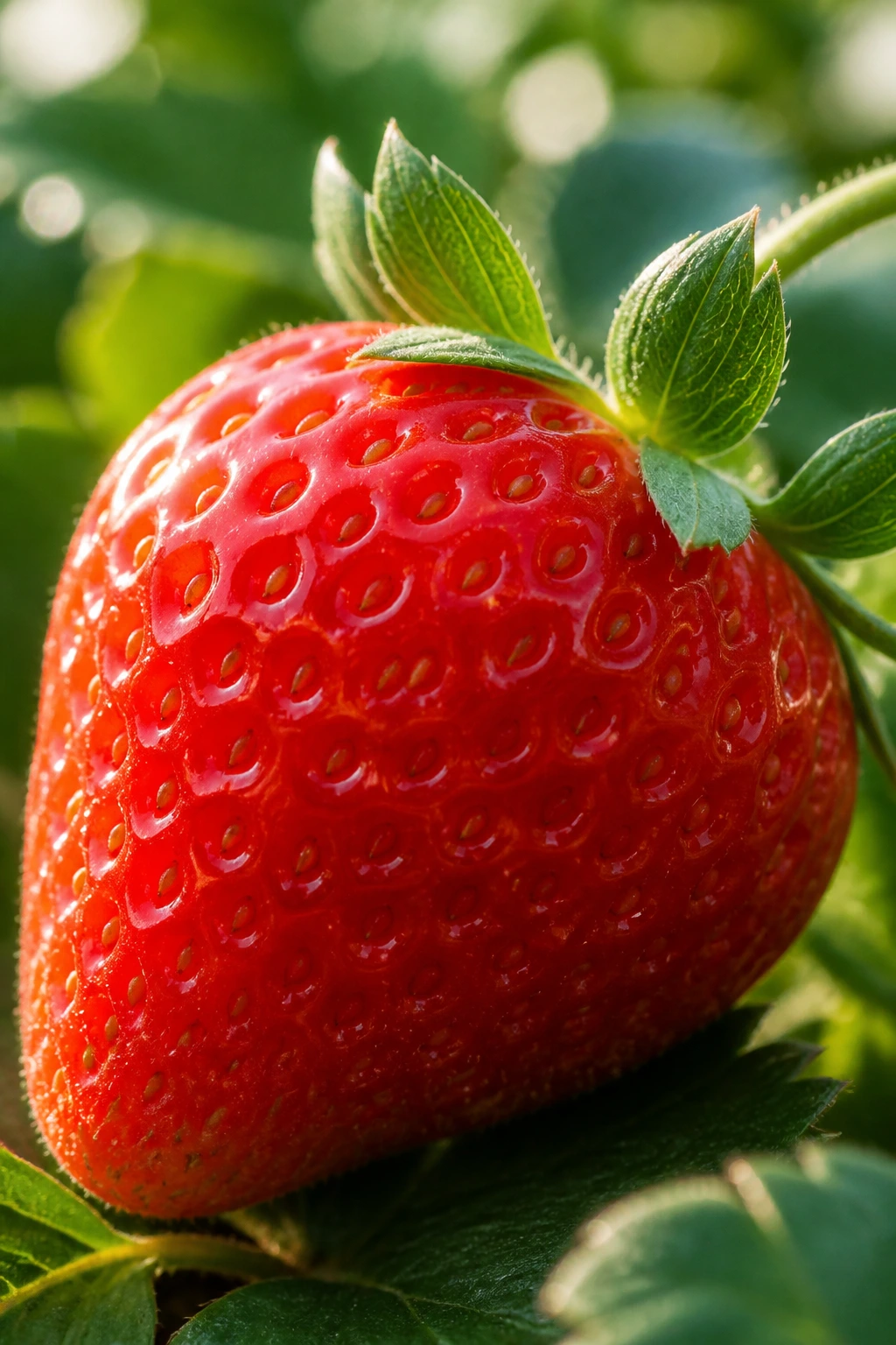 Can Squirrels Eat Strawberries? All You Need to Know 2 Close-up of a ripe strawberry filling the frame in a sunlit garden
