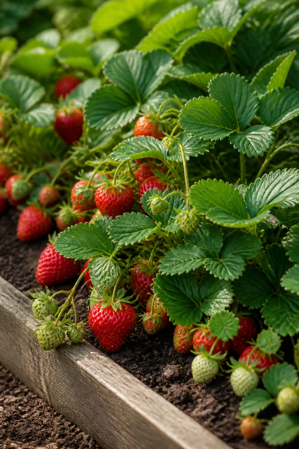 Can Deer Eat Strawberries? Yes, & Here's What To Do 3 Close-up of ripe strawberries on a strawberry plant in a garden bed.