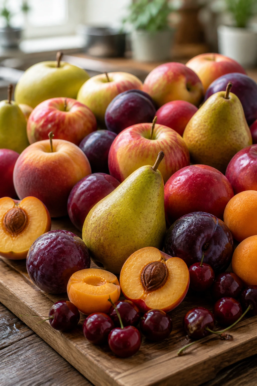 What Are Sub-Acid Fruits? Here's All You Need To Know 1 Close-up of vibrant sub-acid fruits arranged on a wooden board in a kitchen