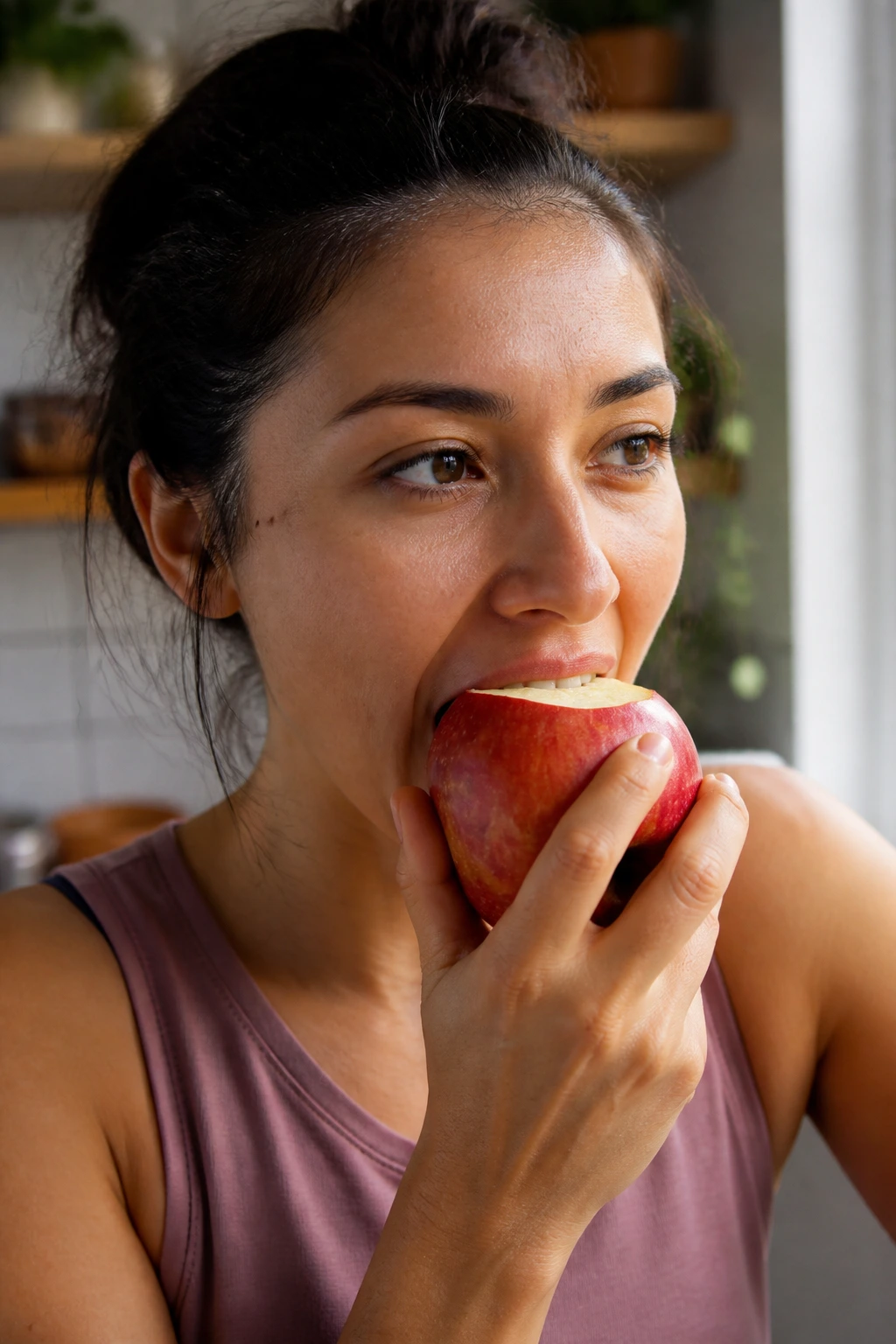 Is Processed Sugar The Same As Sugar From Fruit? 3 Close-up portrait of a person chewing an apple