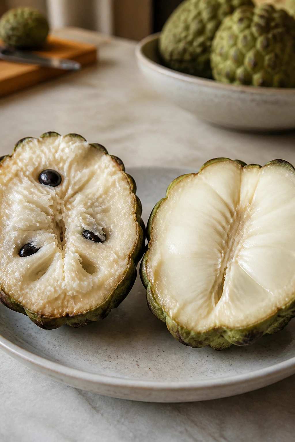 Sugar Apple Vs Custard Apple: Understanding The Difference 4 Cross-sections of Sugar Apple and Custard Apple showing flesh texture