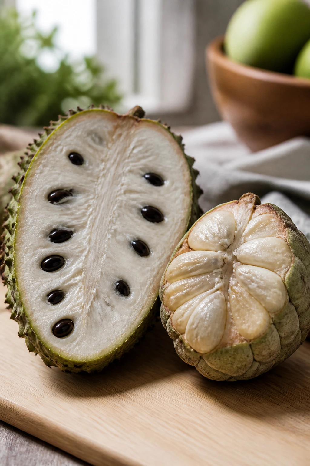 Sugar Apple Vs Soursop: Which Is More Healthier? 5 Close-up of sugar apple and soursop halves showing different flesh textures used for nutrition comparison