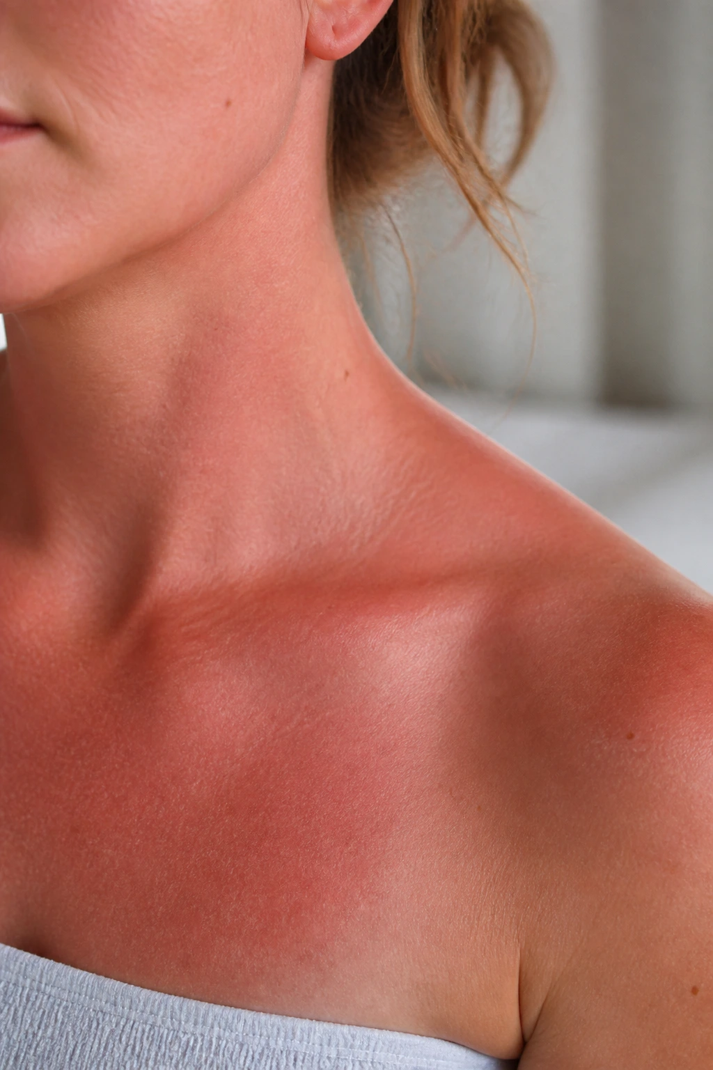 10 Incredible Beauty Benefits of Bananas and Their Peel 5 Close-up of sun-kissed neck/shoulder with calm healing skin