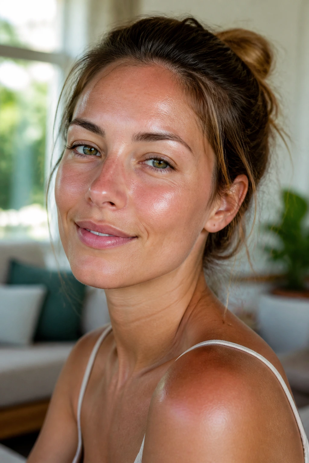 The 12 Incredible Benefits of Using Banana Face Masks 10 Close-up of a person with soothed sunburned skin