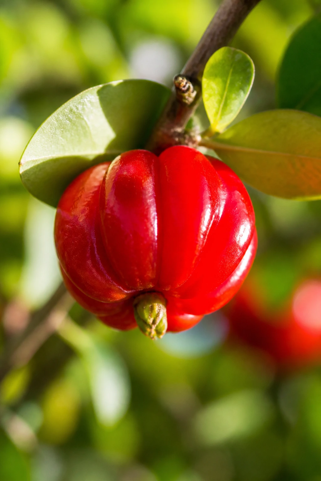 Surinam Cherry (Pitanga):Â Nutrition Facts, Health Benefits, And More 3 Ripe Surinam cherry on a branch filling the frame