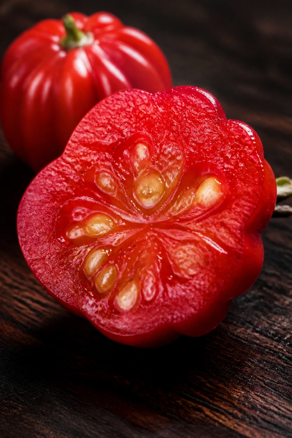 Surinam Cherry (Pitanga):Â Nutrition Facts, Health Benefits, And More 6 Halved Surinam cherry showing flesh and seeds