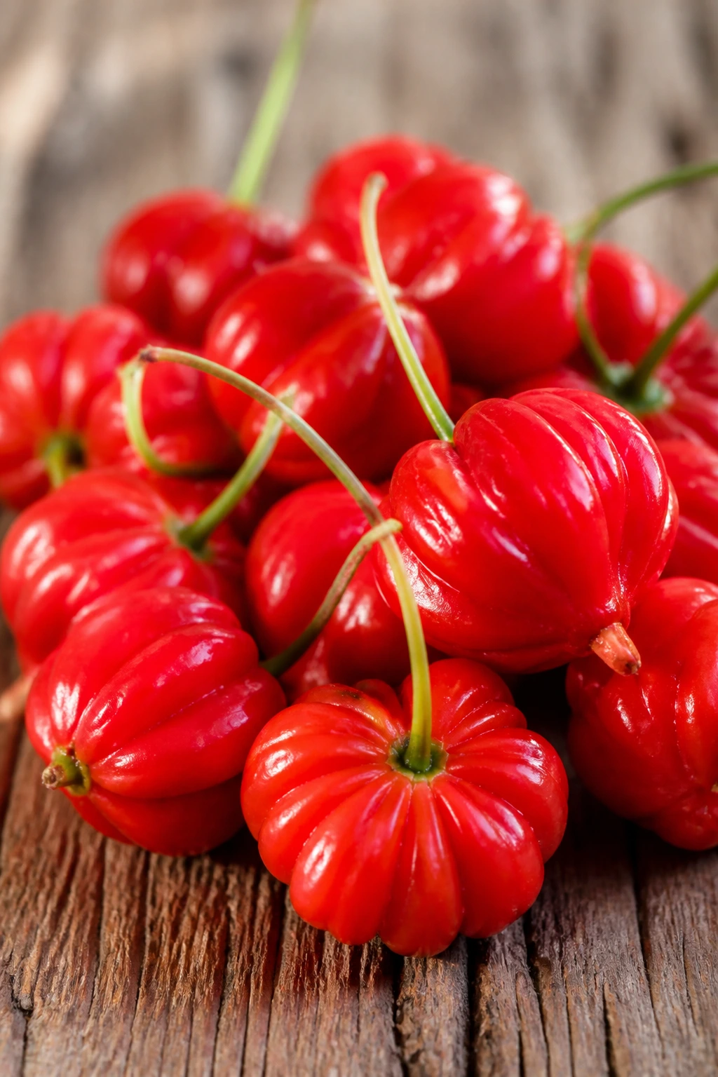 Surinam Cherry (Pitanga):Â Nutrition Facts, Health Benefits, And More 8 Cluster of Surinam Cherries on a wooden surface