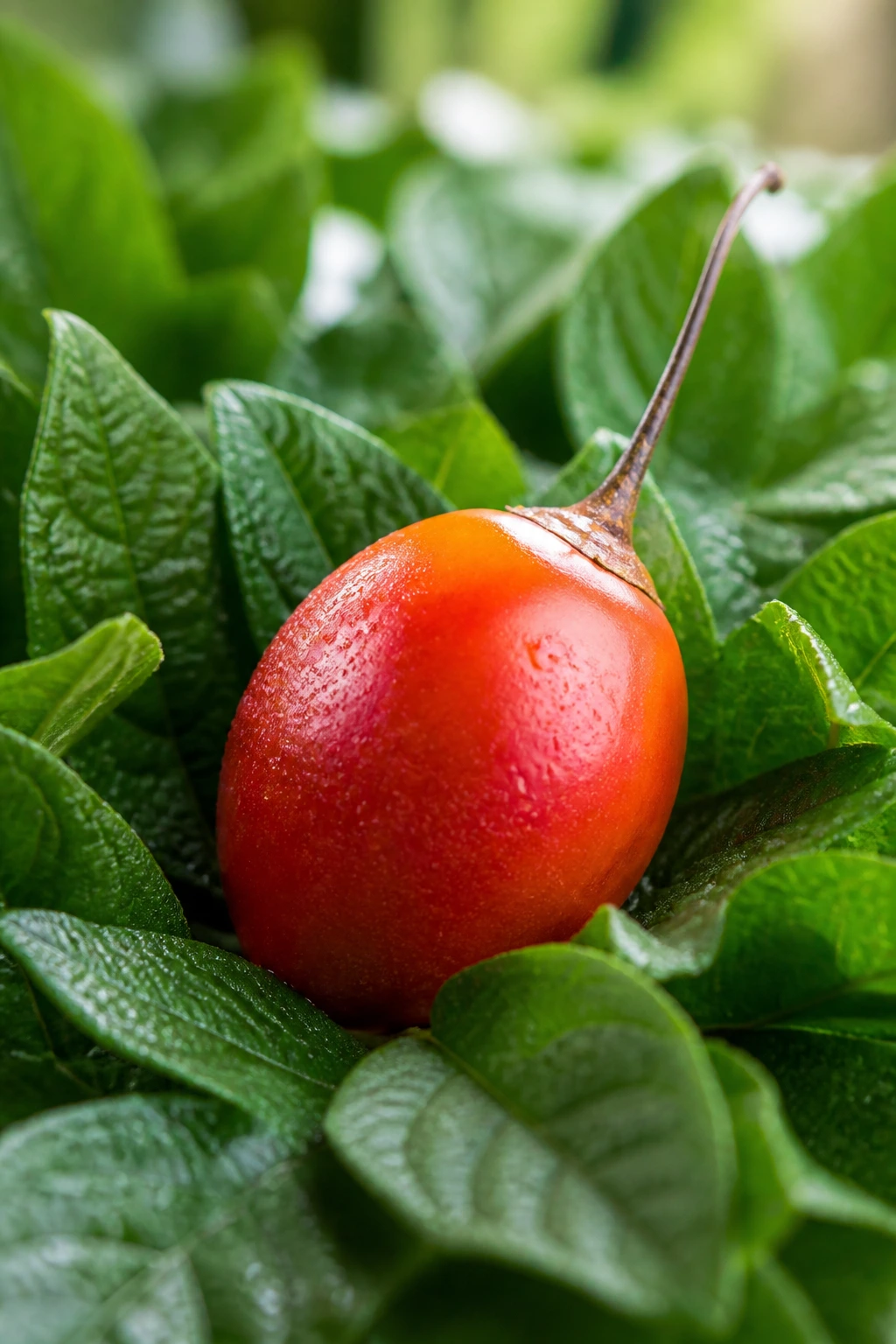 Tamarillo on green leaves highlighting health
