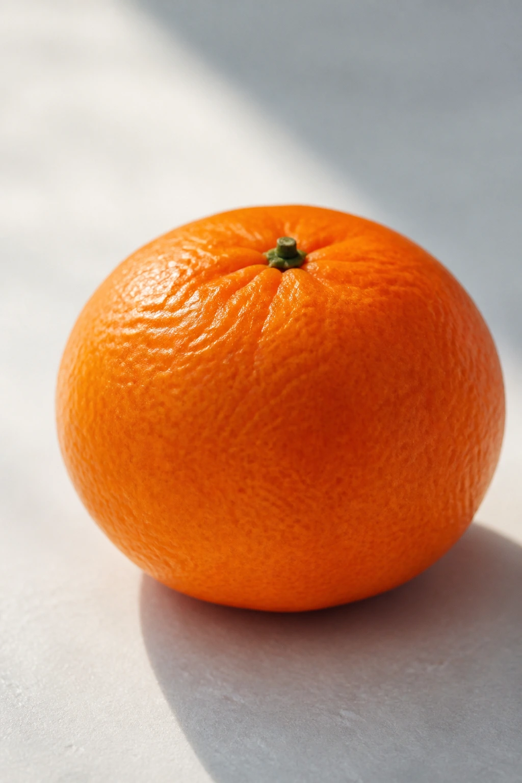 Single tangerine on a clean surface symbolizing moderation