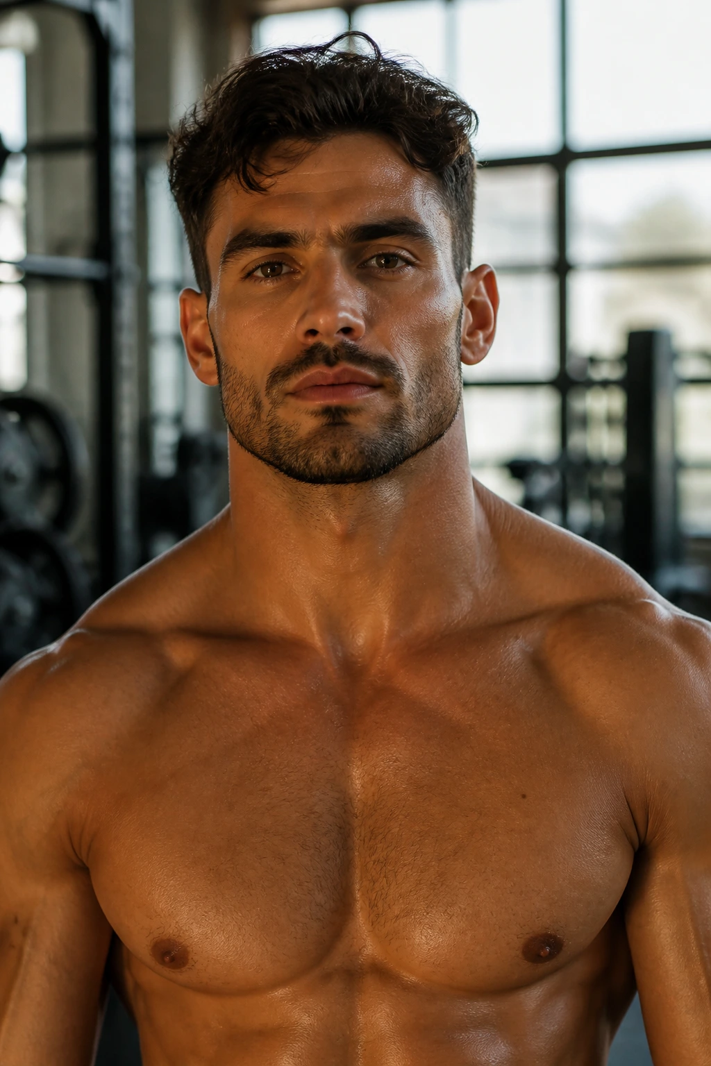 Close-up portrait of a man symbolizing testosterone health in a gym