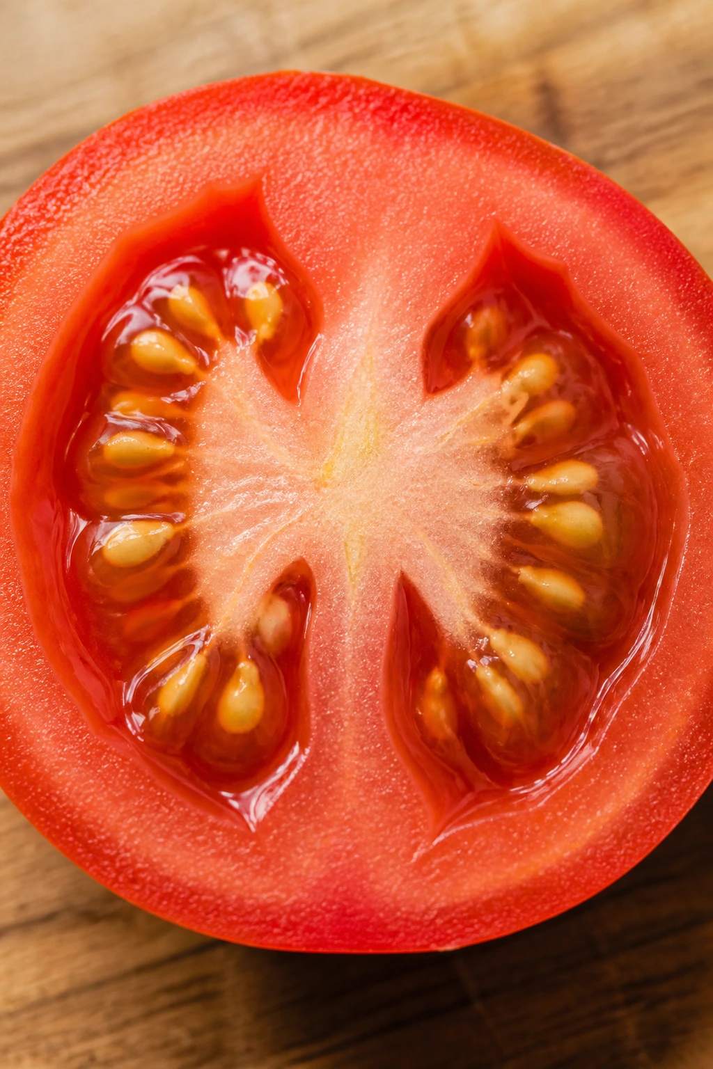 Is Anything With A Seed Considered A Fruit? 3 Tomato half showing seeds in gel.