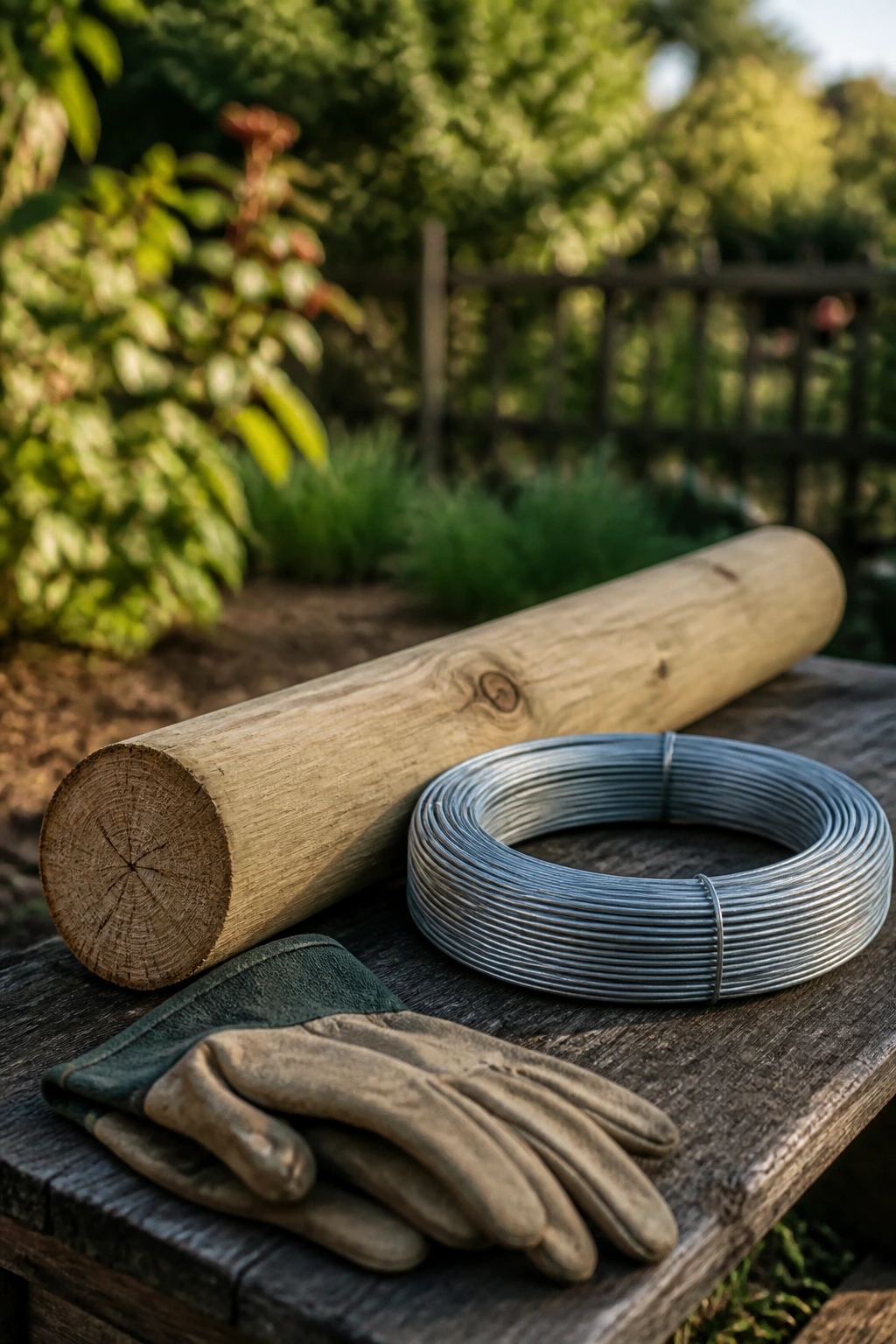Essential blackberry trellis materials and tools outdoors