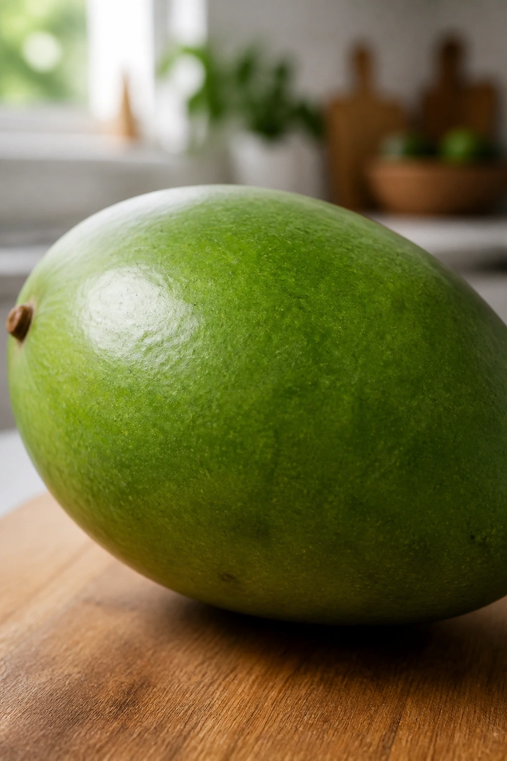 Is Unripe Mango Good For You? All You Need To Know 2 Close-up of unripe mango highlighting health aspects in a kitchen