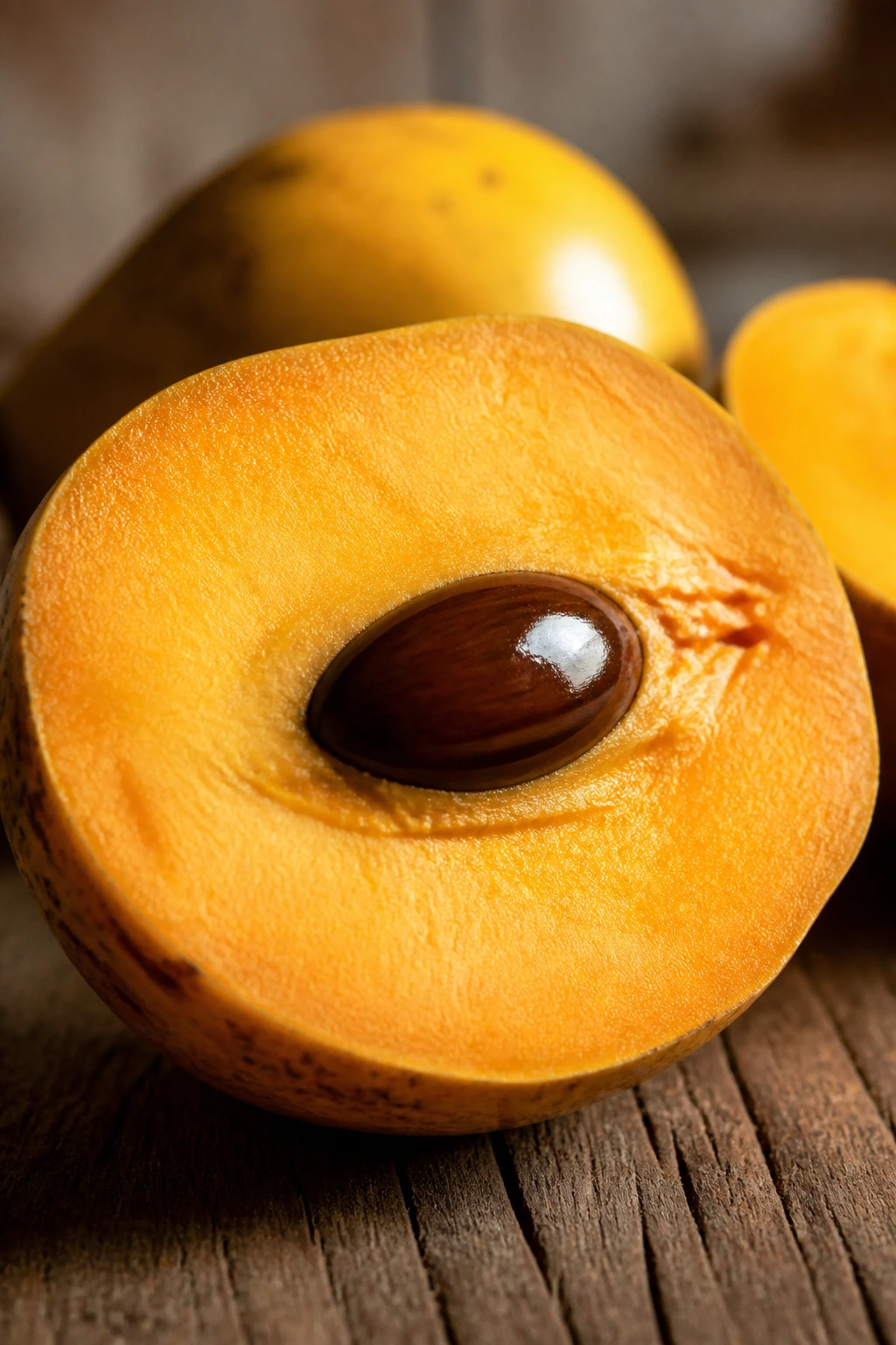 12 Incredible Health Benefits Of Egg Fruit 4 Egg fruit cross-section with lens-like highlight suggesting eye health