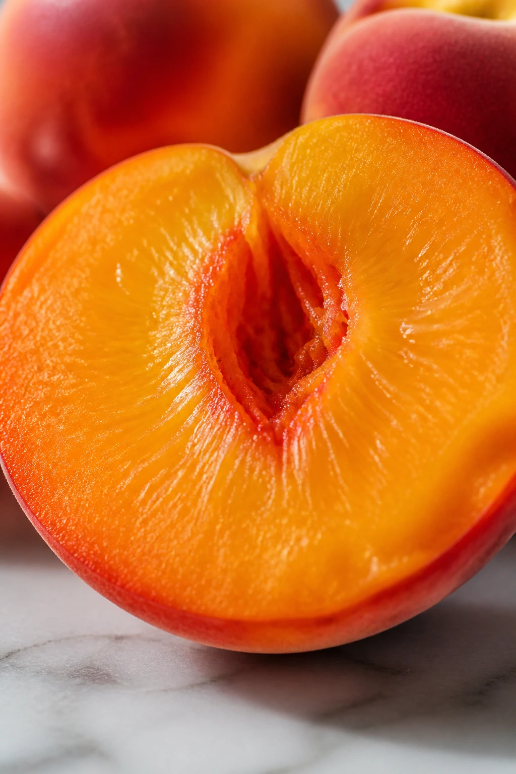 Banishing Breakouts: Are Peaches Good For Acne? 6 Bright orange slice filling the frame, highlighting vitamin C for skin health
