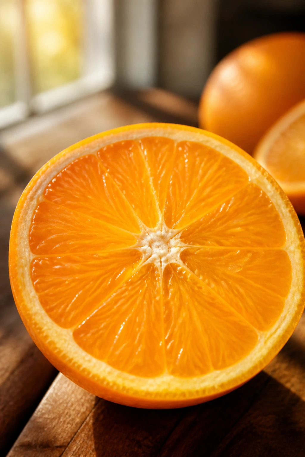 The Top 10 Evidence-Based Health Benefits of Citrus Fruits 4 Close-up of a fresh orange half with bright juice and visible segments