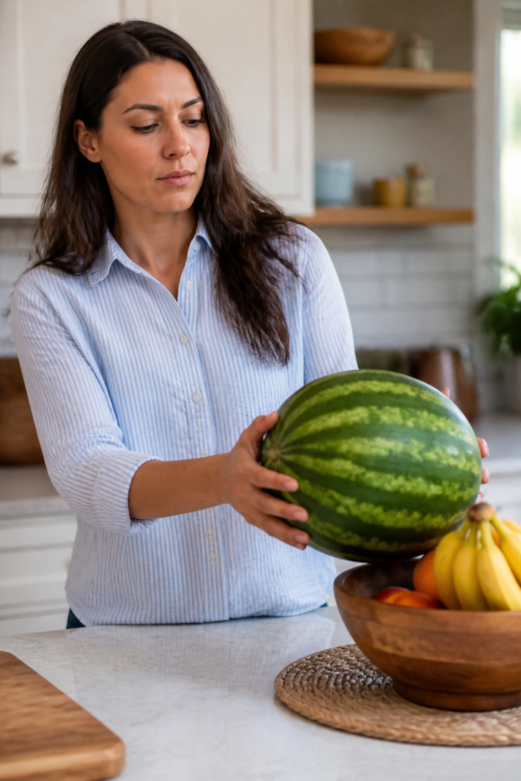 Watermelon Allergy: Can You Be Allergic To This Juicy Fruit? 5 Person avoiding watermelon in kitchen to manage allergy.