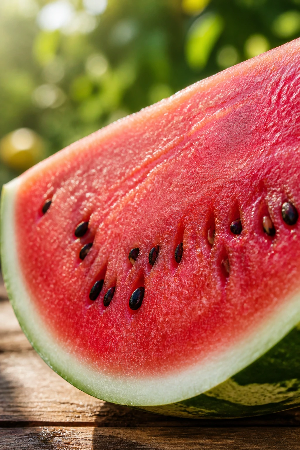 10 Amazing Fruits That Symbolize Love 7 Close-up of a ripe watermelon wedge in sunlight