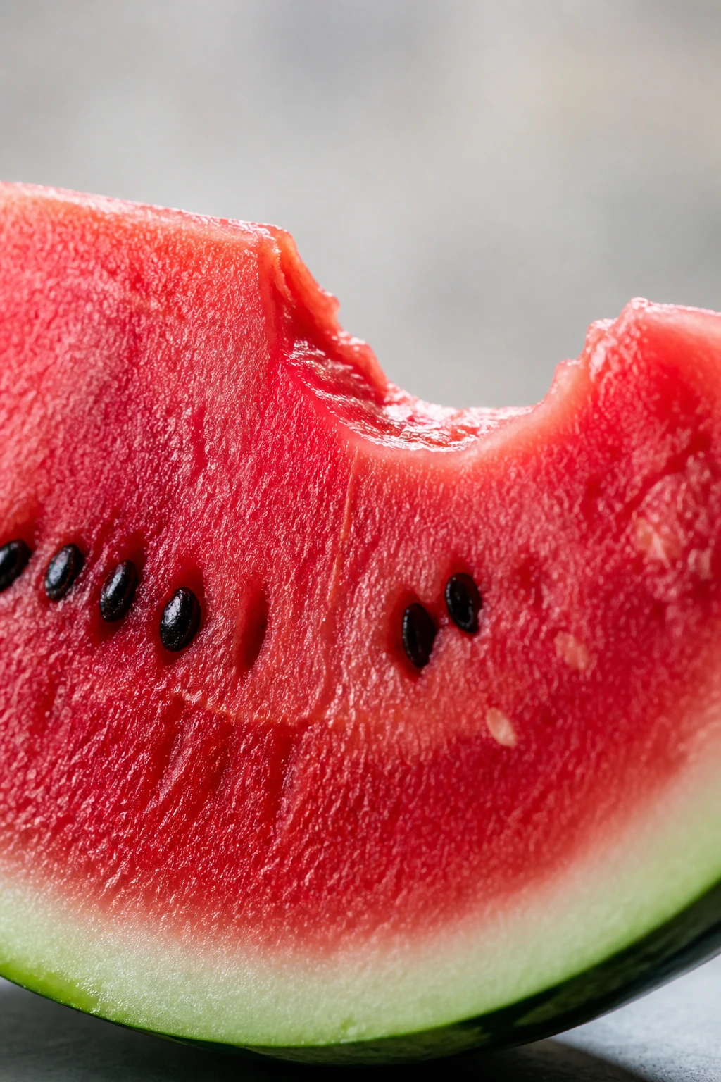 Is Watermelon Good For UTIs? The Pros and Cons 4 Watermelon slice with a bite taken fills frame on neutral background