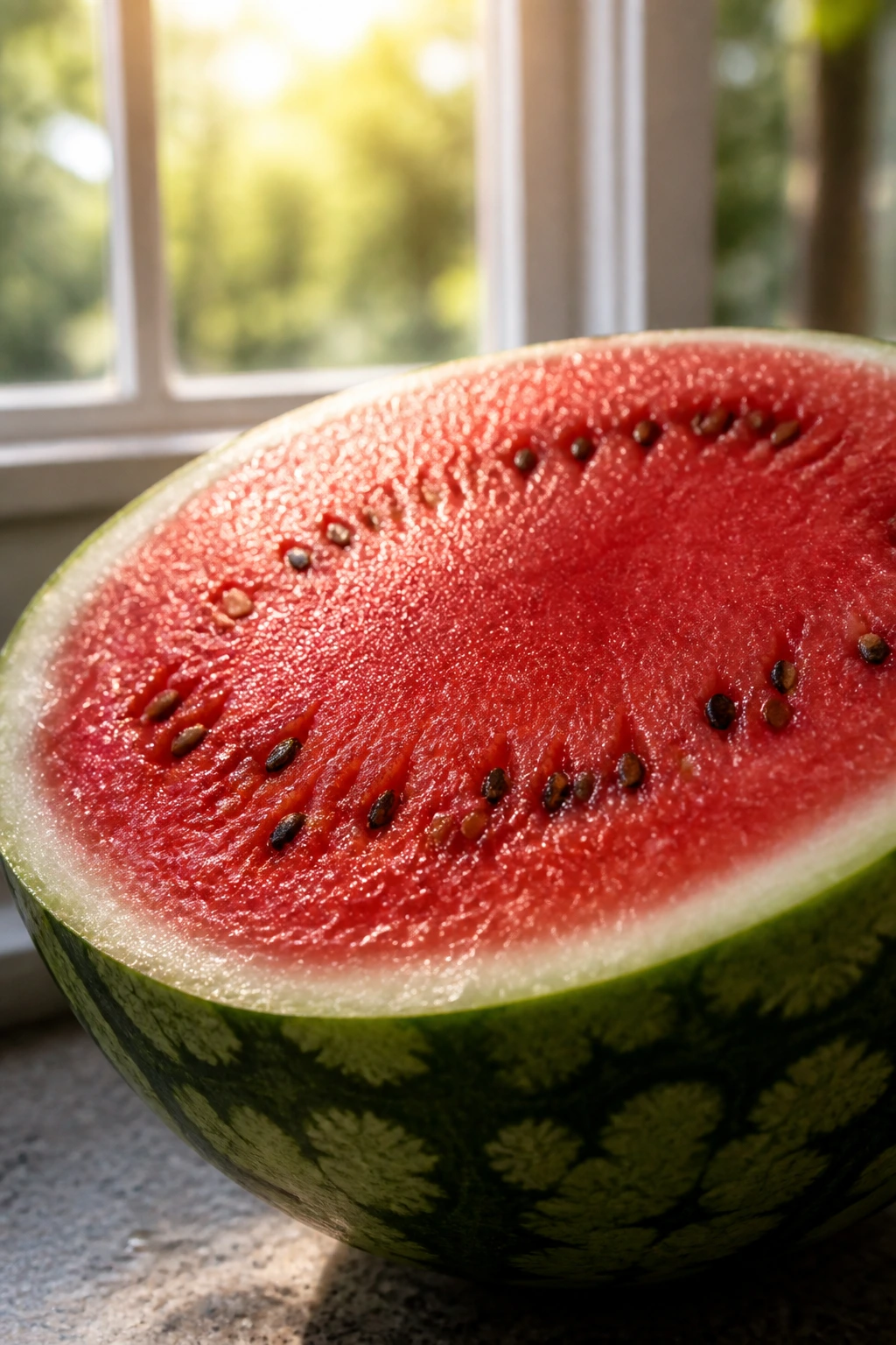 Can Gerbils Eat Watermelon? Let's Find Out 16 Thick watermelon half lit by warm window light