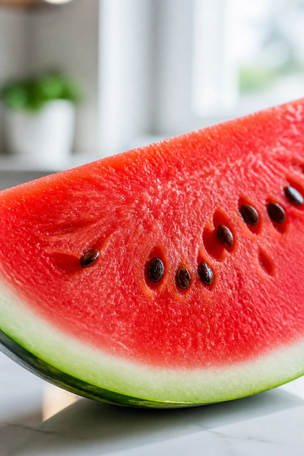 Is Watermelon Good For Iron Deficiency? 2 Close-up of a watermelon slice showing red flesh and seeds