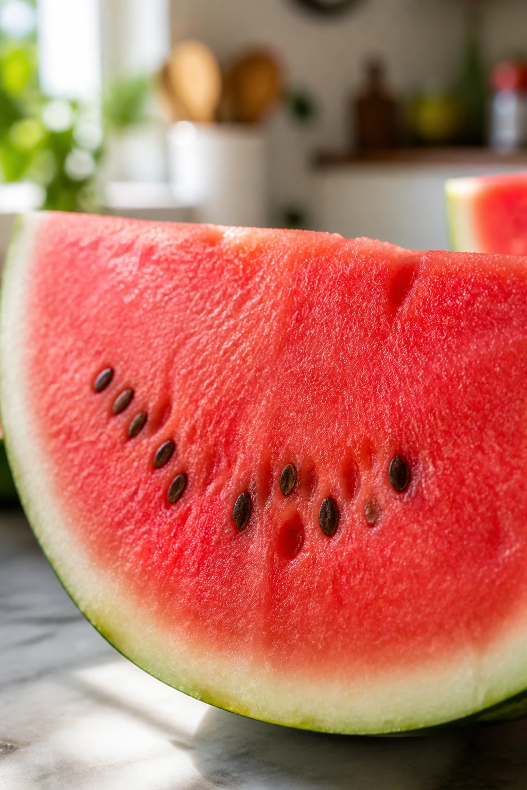 Is Watermelon Good For Iron Deficiency? 3 Close-up of watermelon wedge highlighting vibrant flesh
