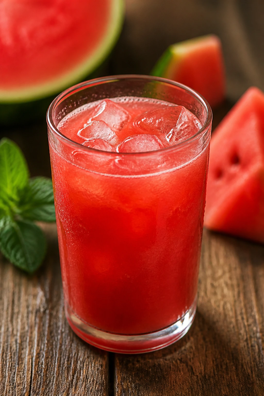 Close-up of watermelon juice in a glass highlighting its appearance