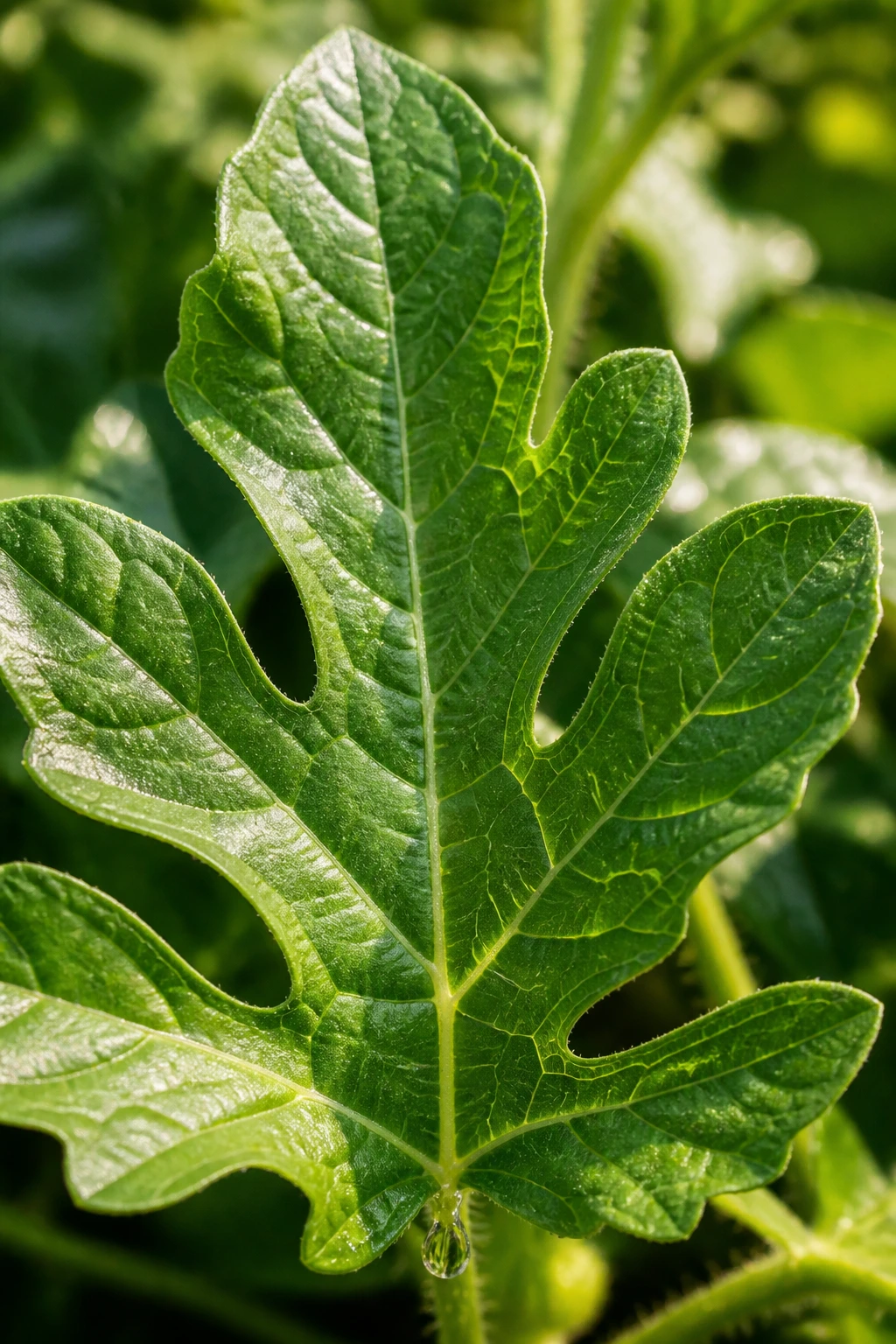 Are Watermelon Leaves Edible and Safe to Eat? 3 Single watermelon leaf macro shot highlighting green color and veins