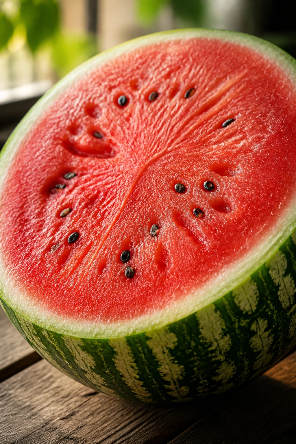 The Best Watermelon Smoothie Recipe For Weight Loss 3 Close-up cross-section of watermelon showing red flesh and seeds