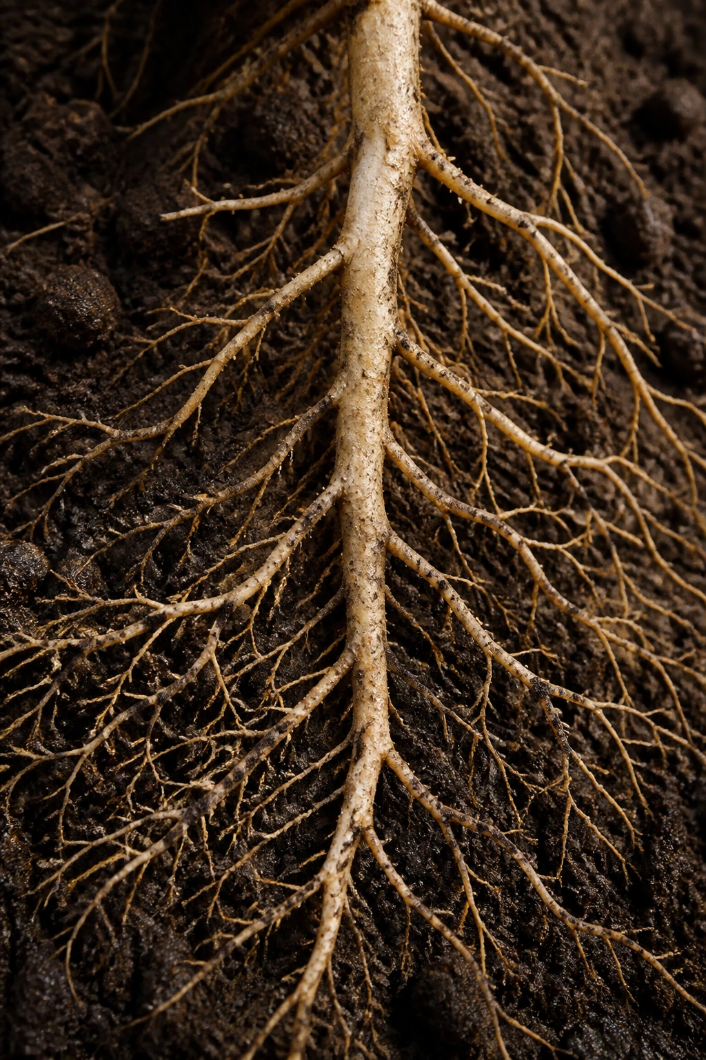 How Deep Do Watermelon Roots Grow? How Deep Do They Go? 6 Close-up of watermelon root system with taproot and lateral roots in soil.