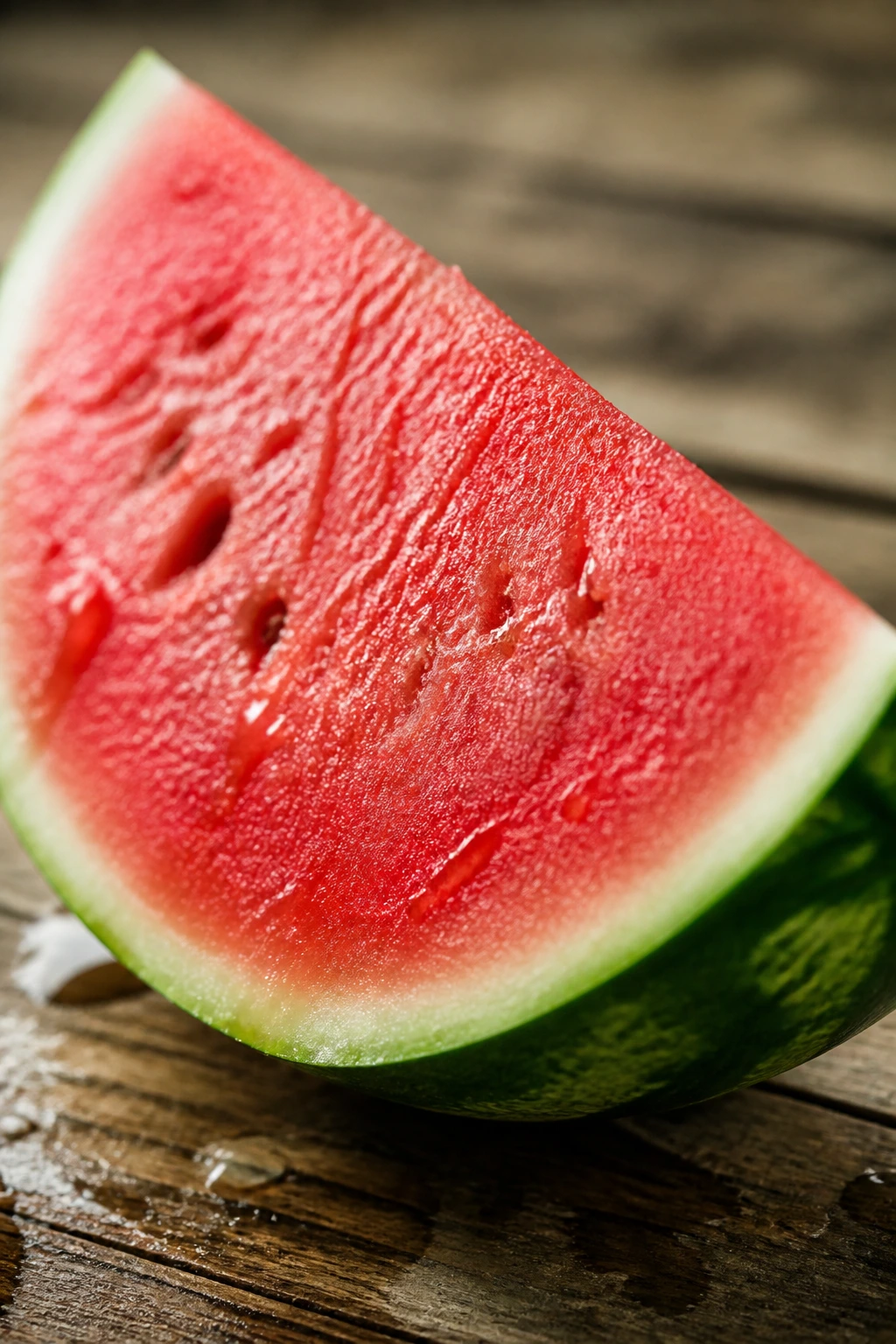 Juicy watermelon wedge with red flesh and green rind
