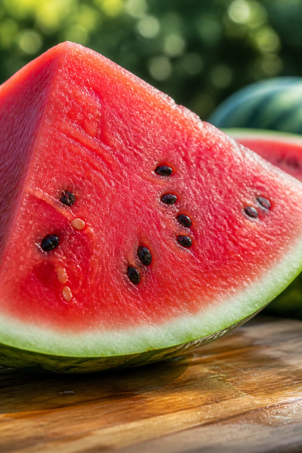 Are Watermelons Acidic Or Alkaline? - Exploring the pH of Watermelons 5 Juicy watermelon wedge on cutting board in bright daylight