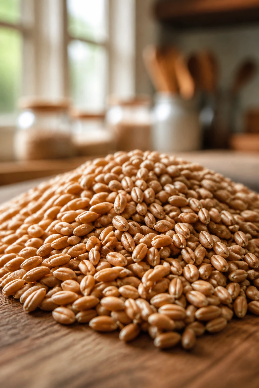 Are Wheat Berries Gluten-Free? Find Out If It Is Gluten-Free 1 Close-up of brown wheat berries on a wooden surface highlighting gluten-containing grain