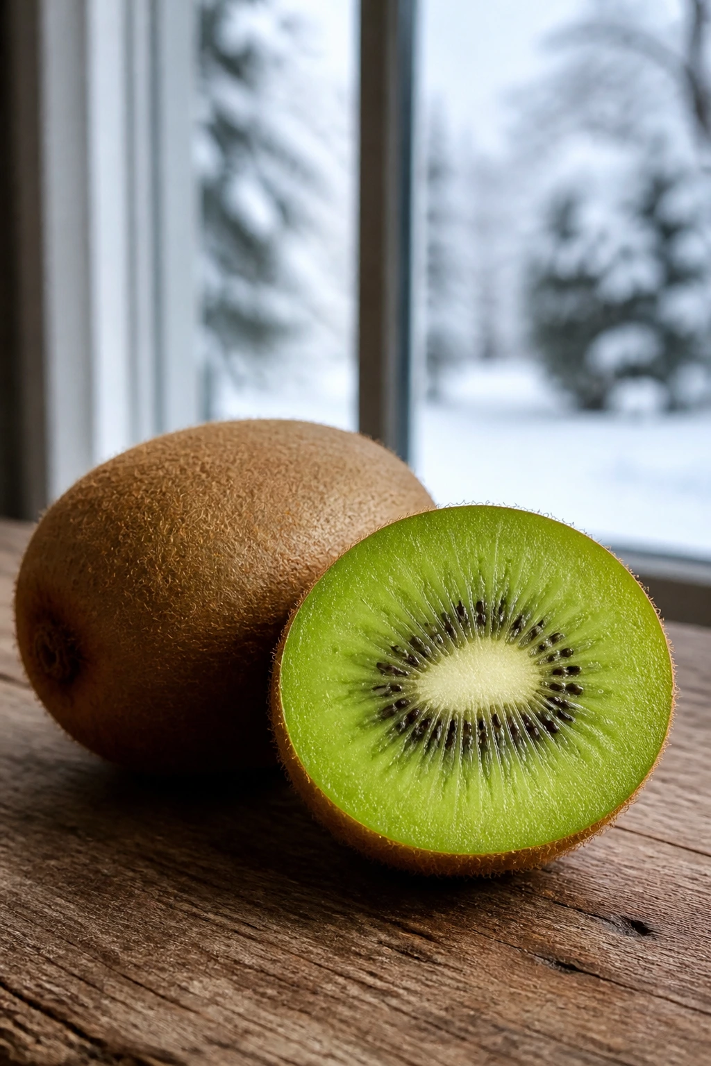 When Are Kiwis In Season? All You Need To Know 5 Kiwi on table with winter window background
