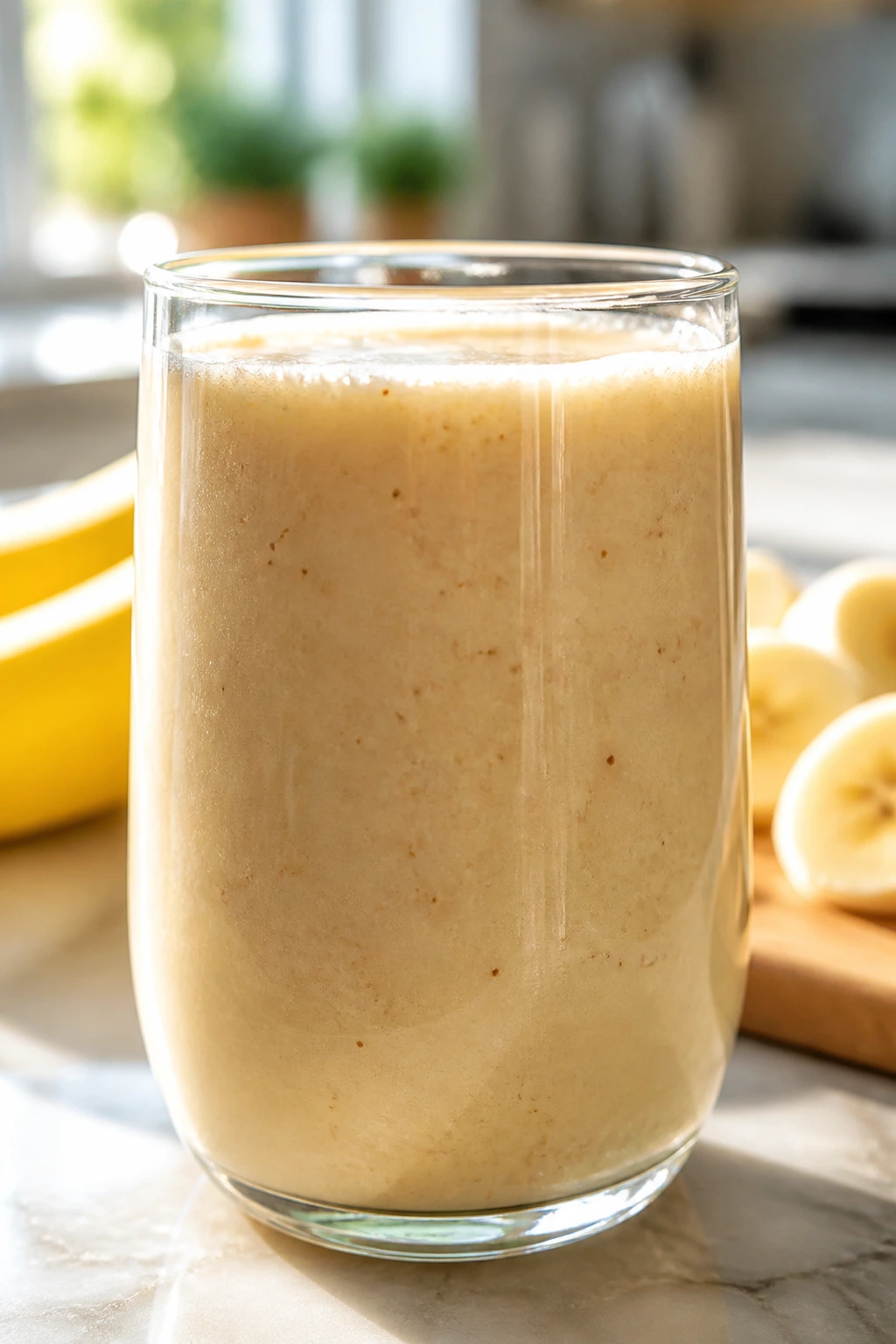 Blend It or Not: Does Blending A Banana Make It Unhealthy? 2 Close-up of blended banana smoothie showing creamy texture and easy digestion