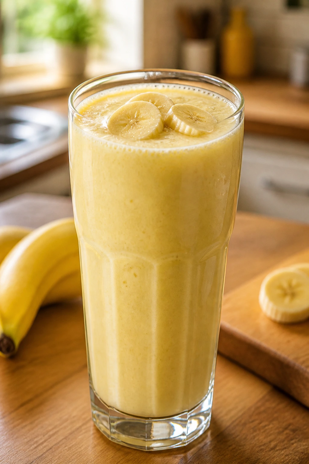 Blend It or Not: Does Blending A Banana Make It Unhealthy? 1 Close-up of blended bananas smoothie in a glass, nutrient-rich banana drink