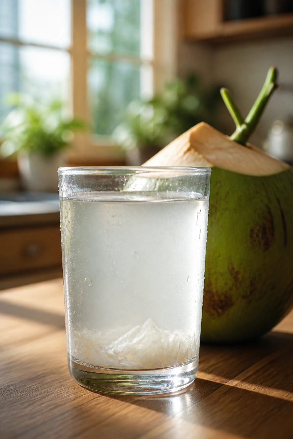 Is Coconut Water Good for Gastritis? All You Need to Know 3 Glass of coconut water on a wooden table with sunlight