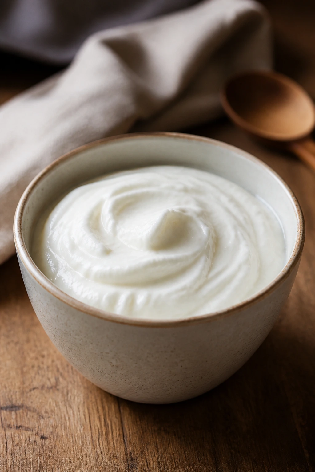 Close-up of a plain bowl of yogurt representing a gastritis-friendly diet