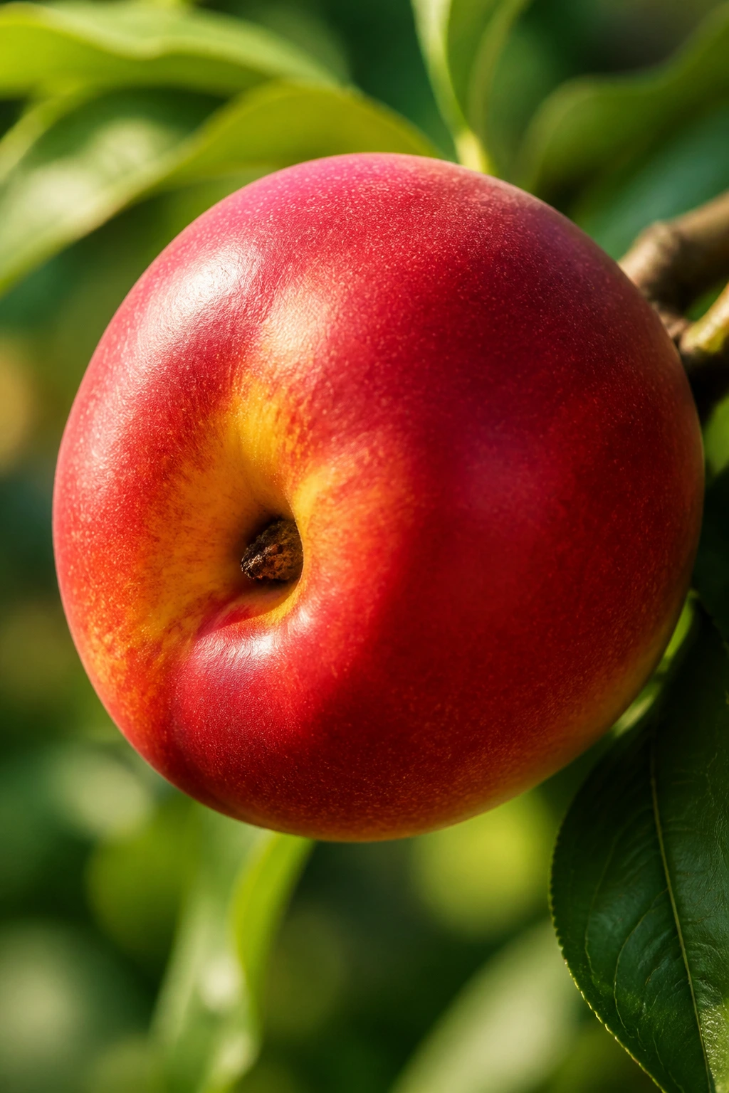 Is A Nectarine A Hybrid Fruit? No, And Here's Why 4 Nectarine with smooth skin against garden backdrop