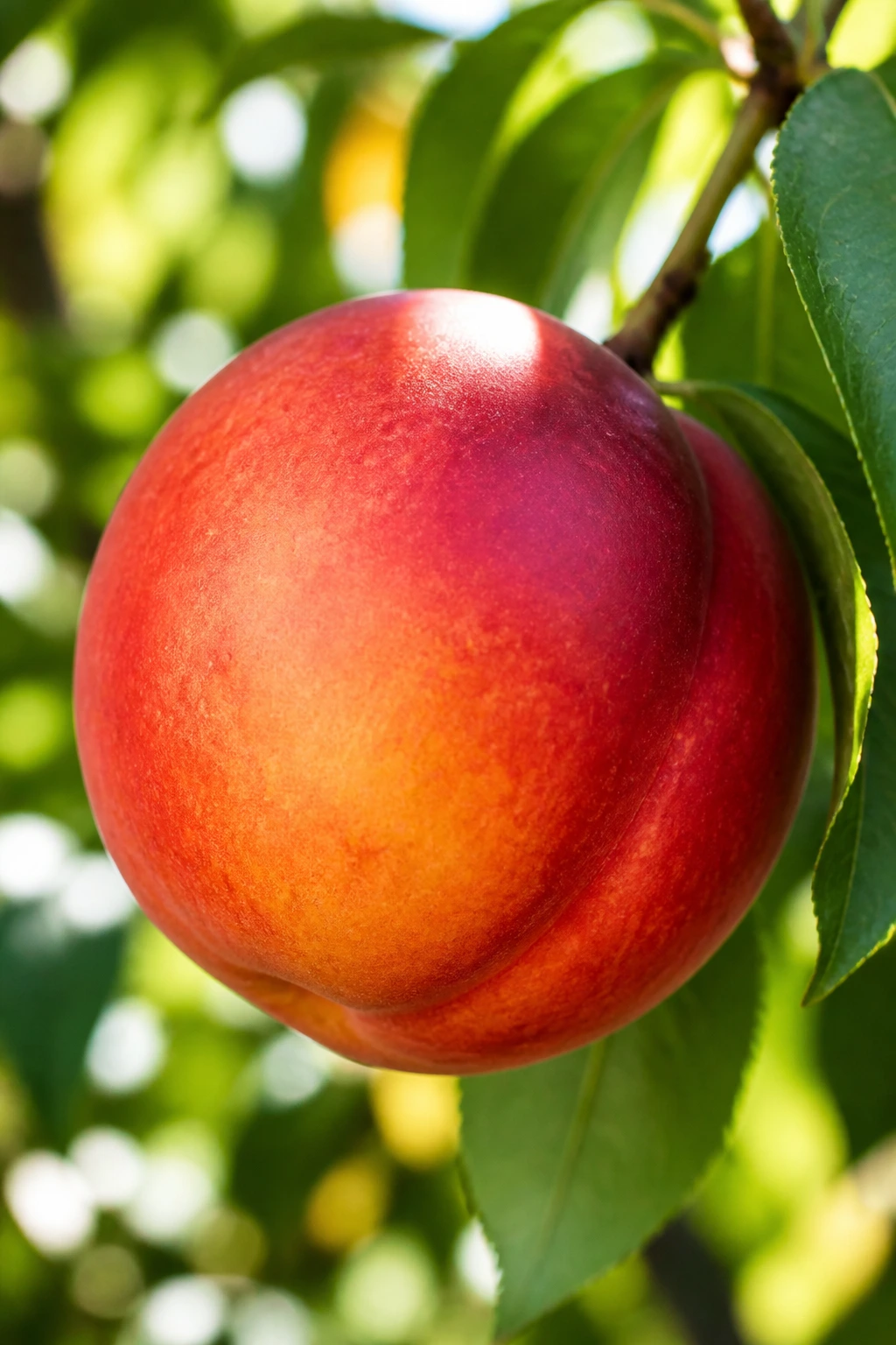 Is A Nectarine A Hybrid Fruit? No, And Here's Why 1 Close-up of a ripe nectarine with smooth skin in an orchard
