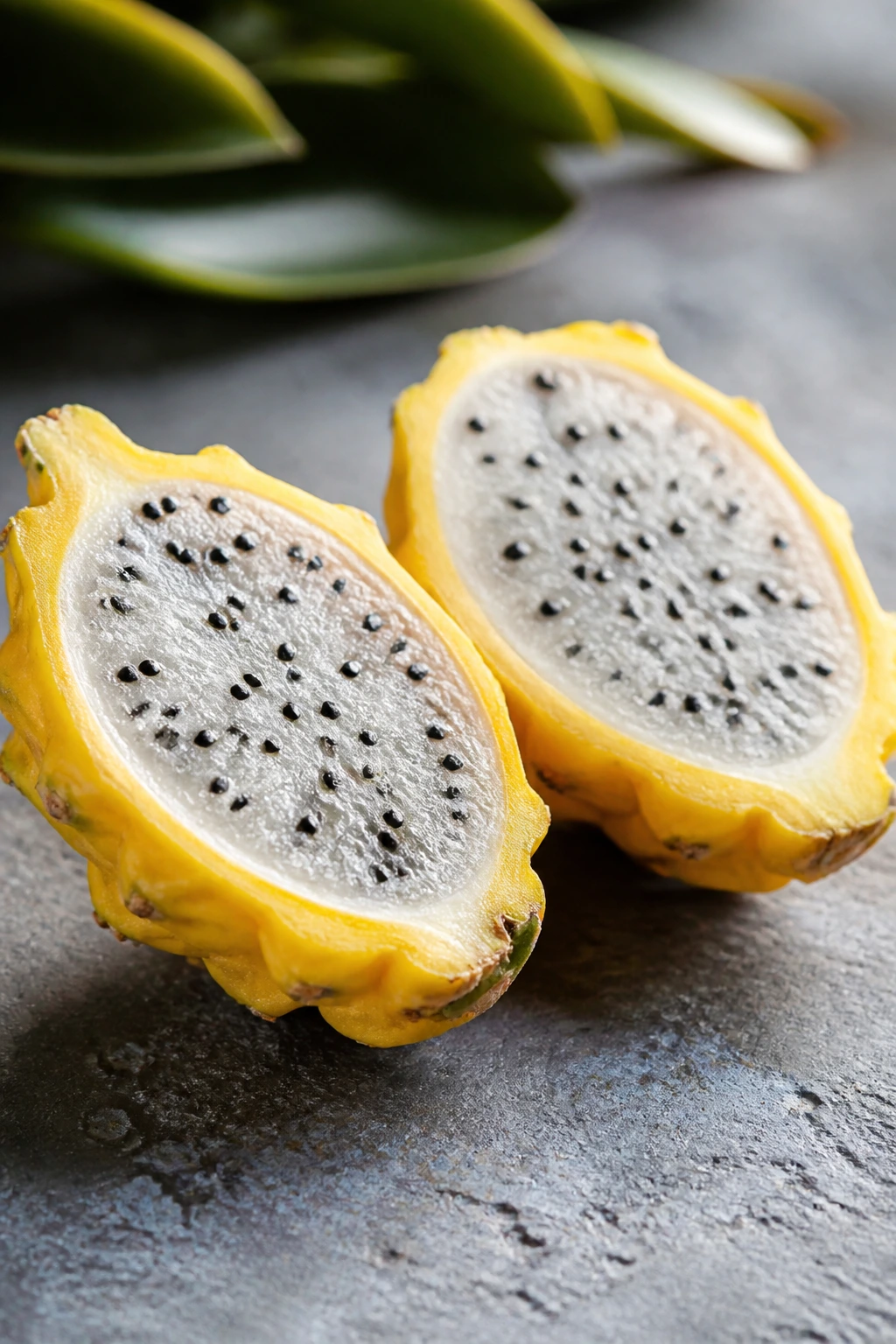 Is Yellow Dragon Fruit Good For Diabetes? Benefits & More 5 Halved Yellow Dragon Fruit on stone surface